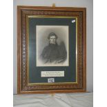 A framed engraving of Sir Joseph Banks, 1743 - 1820.