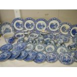 A large quantity of old blue and white china including Spode Italian, Old Alton ware etc.