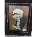 A framed watercolour portrait of an elderly lady, signed W Hill.