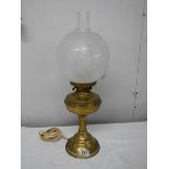 A brass half Nelson style electric table lamp complete with shade but needs plug.