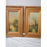 A pair of good framed rural scenes. 36 cm wide x 58 cm high.