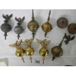 A quantity of 19/20th century brass grandfather clock hood finials including 3 new reproduction