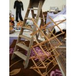 A good vintage wooden step ladder and a clother airer.