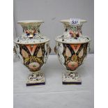 A pair of Crown Derby style vases (heavily restored).