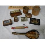 A mixed lot including match holder, perpetual calendar, thermometer, etc.