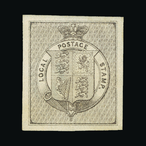 Bradbury Wilkinson Collection : GREAT BRITAIN: LOCAL POSTAGE STAMP essays, Coat of Arms design