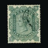 Great Britain - QV (surface printed) : (SG 135) 1867-83 10 shilling greenish grey letters B-G, white