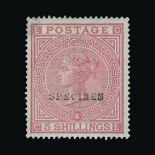 Great Britain - QV (surface printed) : (SG 130s) 1867-83 wmk Anchor on blued paper 5s rose, CE,