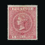 Great Britain - QV (surface printed) : (SG 126) 1867-83 wmk Cross 5s rose, plate 1, EE, very