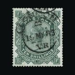 Great Britain - QV (surface printed) : (SG 131) 1867-83 wmk Anchor blued paper 10s grey-green, BF,