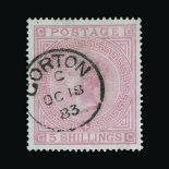 Great Britain - QV (surface printed) : (SG 134) 1867-83 wmk Anchor 5s pale rose, GC, well centred,