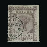 Great Britain - QV (surface printed) : (SG 129) 1867-83 wmk Cross £1 brown-lilac, GC, centred to SW,