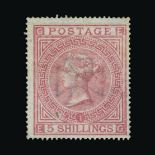 Great Britain - QV (surface printed) : (SG 126) 1867-83 wmk Anchor 5s rose, plate 1, centred to