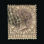 Malaya - Straits Settlements : (SG 75b) 1884 '8 Cents' on 12c brown purple with 's' low fine used,