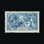 Great Britain - KGV : (SG 411/3N70(3)) 1915 10/- De La Rue, the rare Bright 'Cambridge' Blue