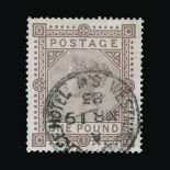 Great Britain - QV (surface printed) : (SG 136) 1867-83 wmk Anchor £1 brown-lilac, CG, dated