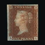 Great Britain - QV (line engraved) : (SG 7) 1841 1d red-brown, from 'black' plate 11, LL, 4