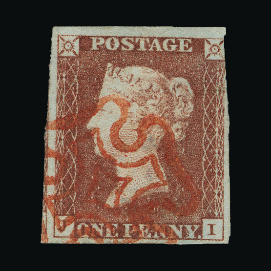 Great Britain - QV (line engraved) : (SG 7l) 1841 1d red-brown, from 'black' plate 8, JI, 3¾