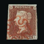 Great Britain - QV (line engraved) : (SG 7l) 1841 1d red-brown, from 'black' plate 8, JI, 3¾