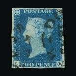 Great Britain - QV (line engraved) : (SG 6h) 1840 2d pale blue, plate 2, LJ, 4 margins except just