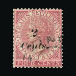 Malaya - Straits Settlements : (SG 61a) 1883 '2 Cents' on 4c rose with inverted 'S' fine used,