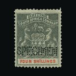 Bradbury Wilkinson Collection : RHODESIA: 1892-94 set of seven values, perorated 'SPECIMEN', large