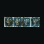 Great Britain - QV (line engraved) : (SG 5 Plate 1) 1840 2d blue plate 1 letters D-A to D-D,