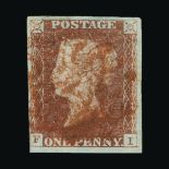 Great Britain - QV (line engraved) : (SG 7) 1841 1d red-brown, from 'black' plate 11, FI, 4 very