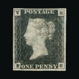 Great Britain - Officials : (SG V1) 1840 Official VR 1d black, lettered PE, 4 good margins, with