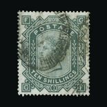 Great Britain - QV (surface printed) : (SG 131) 1867-83 wmk Anchor blued paper 10s grey-green, GF,