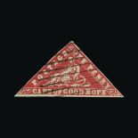 Cape of Good Hope : (SG 13a) 1861 'Wood-block' triangle 1d carmine, a super even colour lightly