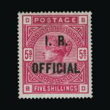 Great Britain - Officials Great Britain - Officials : (SG O9) 1884-88 INLAND REVENUE 5s rose, BD,