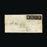 Great Britain - QV (line engraved) Great Britain - QV (line engraved) : 1840 1d black plate 5, strip