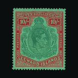 Leeward Islands : (SG 113) 1938-51 KGVI Definitive 10s Bluish Green & Deep Red/Green mint small h/r.