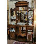 Edwardian Rosewood Side Cabinet, profusely inlaid with satinwood urns, flowers and swags, with an