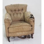 Large antique Armchair, on turned legs, for restoration