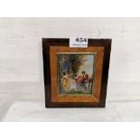 Miniature Framed Portrait of an 18thC Italian Family, possibly a highlighted watercolour, 16cmH x