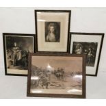 4 x old framed Lithographs – portraits and figures on horseback (4)