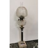 Antique Silver Plated Table Oil Lamp – Corinthian column base with a thumb pressed oil bowl and an
