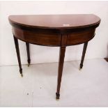 Edwardian Mahogany Demi-Lune Card Table (recently polished), the top folding out to a green