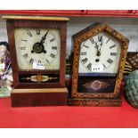 2 x “Postman Style” Mantle Clocks, in an ebony coloured & other cases, both approx. 25cm x 18cm (2)