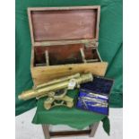 K.M.C. No.6 Brass Table Top Levelling Instrument, with original box and a cased set of