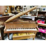 Pale Walnut cased Baby Grand Piano by Chappell, London, 1.4m d x 1.4m w, together with a matching