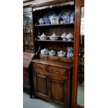 Oak Dresser, the upper gallery with 3 shelves, 5 small drawers above 2 doors, 1950s, 92cm w x 2m h x