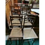 6 bergere seat mahogany bedroom chairs (wave backs etc, 3 & 3)
