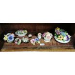 9 x small porcelain floral ornaments