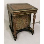 Mid-20th French Replica of an early Ebonised Davenport – brass inlaid – the interior fitted with