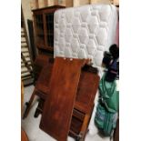 A 3’6” mahogany Bedframe with Odearest mattress and base and a similar 4ft bedframe with mattress