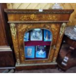 Mid-19thC Kingwood Pier Cabinet, finely marquetry inlaid with floral detail, heavy gilt mounts,