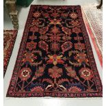 Blue Ground small Iranian Runner, all over floral pattern, 1.92m x 0.96m